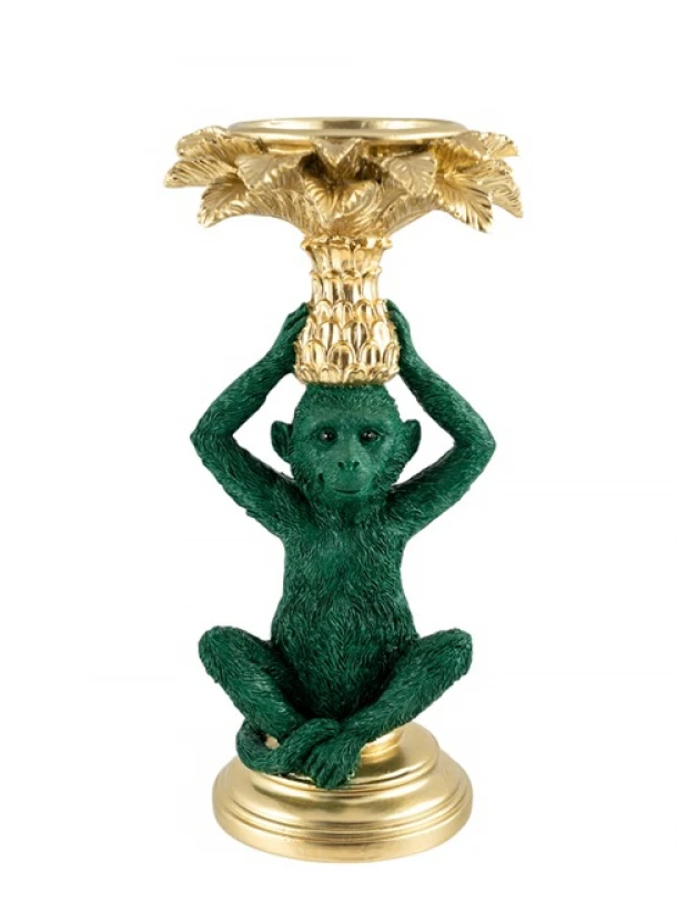 Κηροπήγιο Polyester Πίθηκος Πράσινος-Χρυσός 14,2x13,9x28,4εκ. Zen Collection 26.4.52734