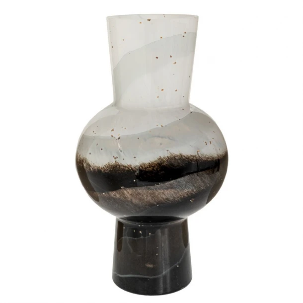 Βάζο Γυάλινο Λευκό-Μαύρο 19x31εκ. iliadis 91633