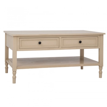 Τραπεζάκι Σαλονιού Ξύλινο Με 2 Συρτάρια Σε Μπεζ Χρώμα 100x60x50εκ. iliadis 92609