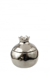 Διακοσμητικό Ρόδι Με Καπάκι Κεραμικό Ασημί 10εκ. Zen Collection 24.3.50543