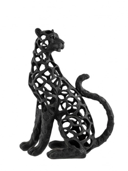 Διακοσμητική Επιτραπέζια Polyester Διάτρητη Λεοπάρδαλη Μαύρη 26x11,7x33,3εκ. Zen Collection 26.4.52744