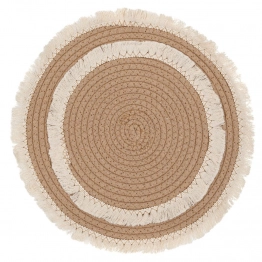 Σουπλά Ψάθινο Boho Λευκό-Μπεζ Φ35εκ. iliadis 90099