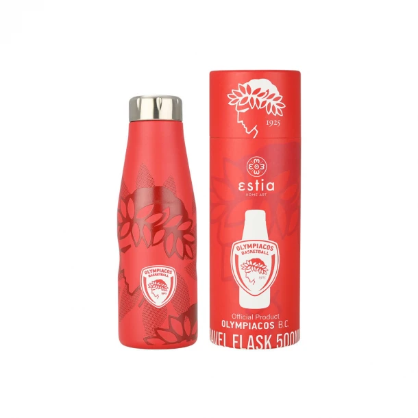 Θερμός-Μπουκάλι Ανοξείδωτο Travel Flask Olympiacos BC Edition 500ml-7x7x22,3εκ. Estia 00-27179