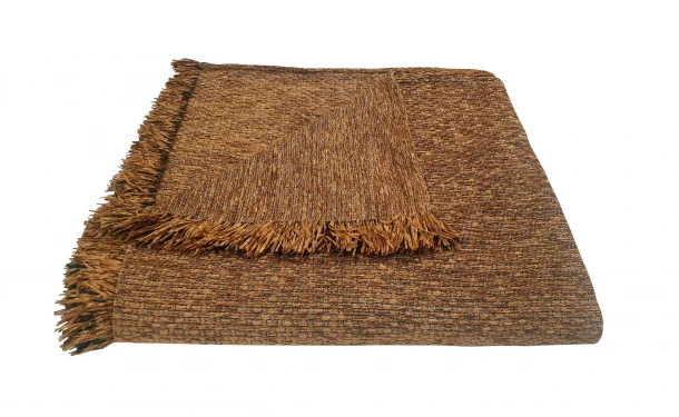 Ριχτάρι Acrylic-Polycotton Διθέσιος 180x240εκ. Σενίλ Ψάθα Light Brown Komvos Home 7045529-9