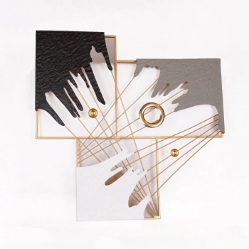 Διακοσμητικό Τοίχου Μεταλλικό Γκρι-Χρυσό-Λευκό-Μαύρο 69x7x69εκ. ESTHETI 812-30008