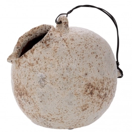 Βάζο-Κανάτα Παλαιωμένο Γκρι-Μπεζ Με Συρμάτινο Χερούλι 24x24x26εκ. iliadis 92114