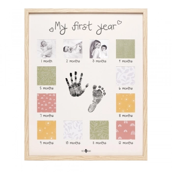 Κορνίζα Ξύλινη 12 Θέσεων My First Year 42x2,5x52εκ. Petit Artichaut PA2100