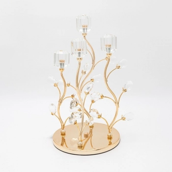 Κηροπήγιο Ρεσώ 4 Θέσεων Μεταλλικό-Γυάλινο Χρυσό 20x36εκ. ESTHETI 819-00235