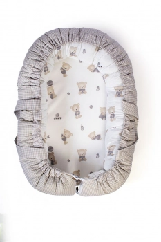 Φωλιά Ύπνου Βαμβακερή 85x60x15εκ. Bear's Nest 05 White-Grey DimCol