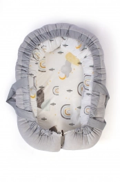 Φωλιά Ύπνου Βαμβακερή 85x60x15εκ. Rainbow 01 White-Grey DimCol