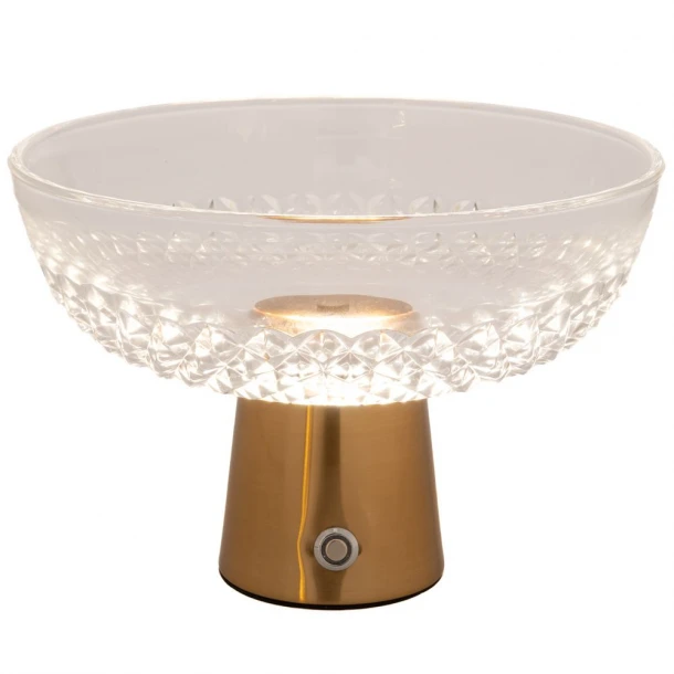 Μπωλ Γυάλινο-Μεταλλικό Με Φως Διάφανο-Χρυσό 27x20εκ. iliadis 88502