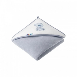 Κάπα Βαμβακερή-Terry 100x100εκ. Αρκουδάκι Γκρι akuku A1258