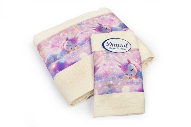 Σετ Πετσέτες 2τμχ Μπεμπέ Βαμβακερές Dreaming Unicorn 322 Ecru DimCol