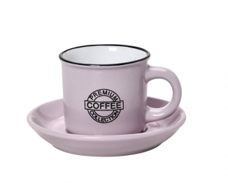 Φλυτζάνι Με Πιατάκι Cappuccino Stoneware 300ml Ροζ Coffee ESPIEL HUN308K6