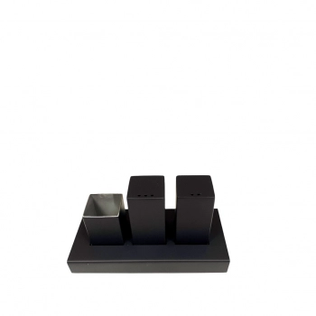 Σετ Αλατοπίπερο Με Θέση Για Οδοντογλυφίδες Ανοξείδωτο Μαύρο ESPIEL 14x6,5x8εκ. DWJA1002