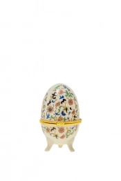 Διακοσμητικό Επιτραπέζιο Αυγό Πορσελάνης Λευκό-Multi-Χρυσό 5x7,5εκ. Zen Collection 22.46.48080