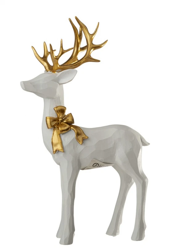 Χριστουγεννιάτικος Διακοσμητικός Τάρανδος Polyester Λευκός-Χρυσός 17,7x7,2x29,5εκ. Zen Collection 25.42.51980