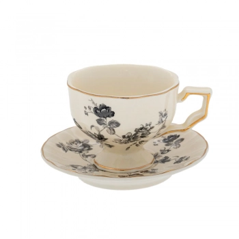 Φλυτζάνι Καφέ Κεραμικό Με Γκρι Λουλούδια 90ml iliadis 88877