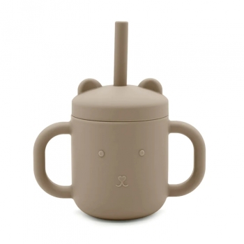Ποτήρι Σιλικόνης Με Καλαμάκι 175ml Taupe Petit Monkey PTM-SCLS8