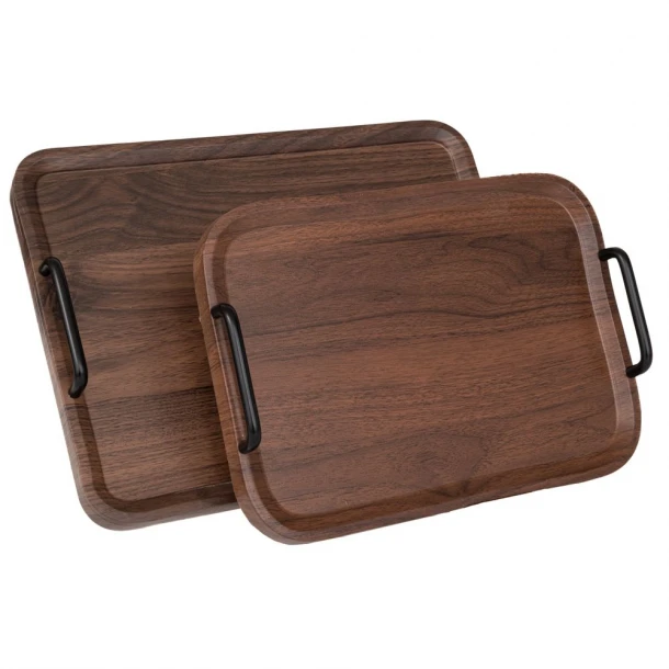 Δίσκος Σερβιρίσματος Σετ 2τμχ Ξύλινος Καφέ Με Μαύρα Χερούλια 40x30εκ.-35x25εκ. iliadis 91724