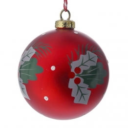 Χριστουγεννιάτικη Μπάλα Πλαστική Κόκκινη Με Γκι 8εκ. iliadis 81734