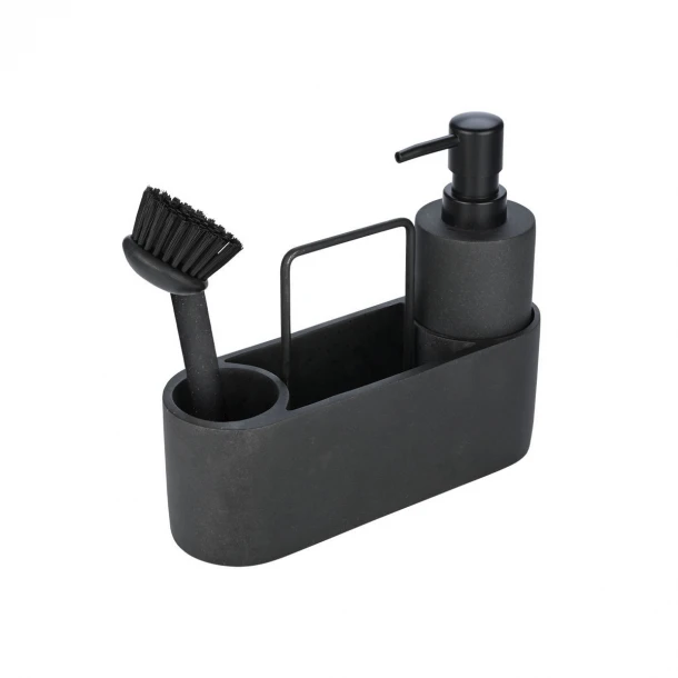 Ντισπένσερ Υγρού Πιάτων Με Βούρτσα & Θήκη Για Σφουγγάρι Μαύρο 21x7,5x19εκ. Estia 01-23553