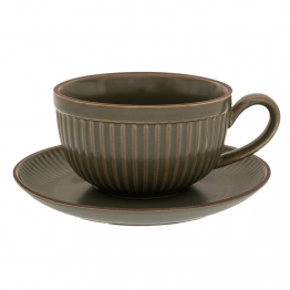 Φλυτζάνι Τσαγιού Με Πιατάκι Κεραμικό Πράσινο 230ml iliadis 88874