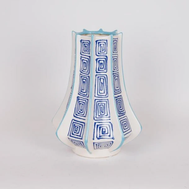 Βάζο Κεραμικό Λευκό-Μπλε-Γαλάζιο 23,5x23,5x33,5εκ. ESTHETI 819-00369
