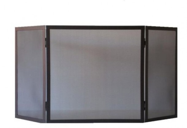 Παραβάν Τζακιού Σιδερένιο Μασίφ 50(+24+24)x50εκ. Brown