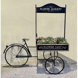 Διακοσμητικό Ποδήλατο-Καρότσι Λουλουδιών Μεταλλικό Μαύρο iliadis 165x68x168εκ. 85057