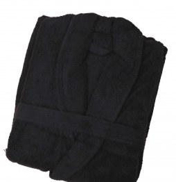 Μπουρνούζι Ενηλίκων Με Γιακά Βαμβακερό Extra Large Daily Black Sb home