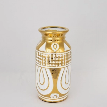 Βάζο Κεραμικό Λευκό-Χρυσό 14x28εκ. ESTHETI 752-20074