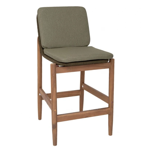 Σκαμπώ Bar Ξύλινο Ακακίας Masaya Natural Με Χακί Μαξιλάρι iliadis 57x50x95εκ. 92545