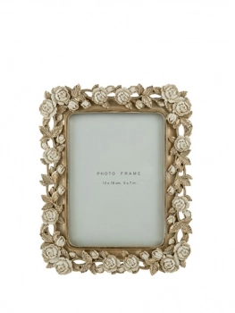 Κορνίζα Polyester Σαμπανί Με Μπεζ Τριαντάφυλλα 13x18εκ. Zen Collection 25.50.52355