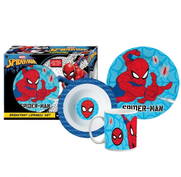 Παιδικό Σετ Φαγητού 3τμχ Κεραμικό Spiderman Homie 50-3721