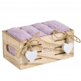 Σετ Πετσέτες Χεριών 4τμχ Soft Lilac Με Καλάθι 4007 Das Home