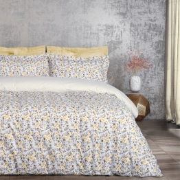 Σετ Παπλωματοθήκη Βαμβακερή Μονή 160x240εκ. Happy 9650 Γκρι-Ιβουάρ Das Home