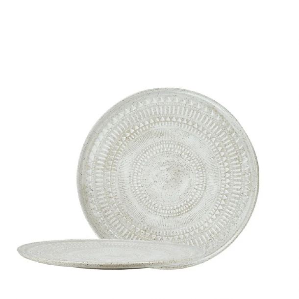 Πιάτο Φαγητού Ρηχό Stoneware Ανάγλυφο Aztec White ESPIEL 27εκ. ZAT103K6