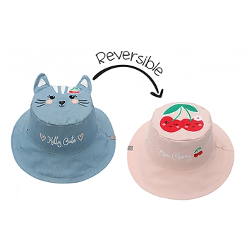 Καπέλο Διπλής Όψης UPF50 2-4Ετών Cat-Cherry FlapJackKids FJKSH821M