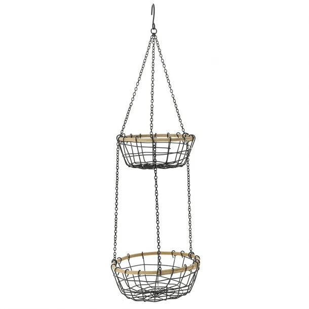 Καλάθι Διπλό Κρεμαστό Μεταλλικό Μαύρο Φ22x9εκ.-Φ19x8εκ./67εκ. iliadis 81109