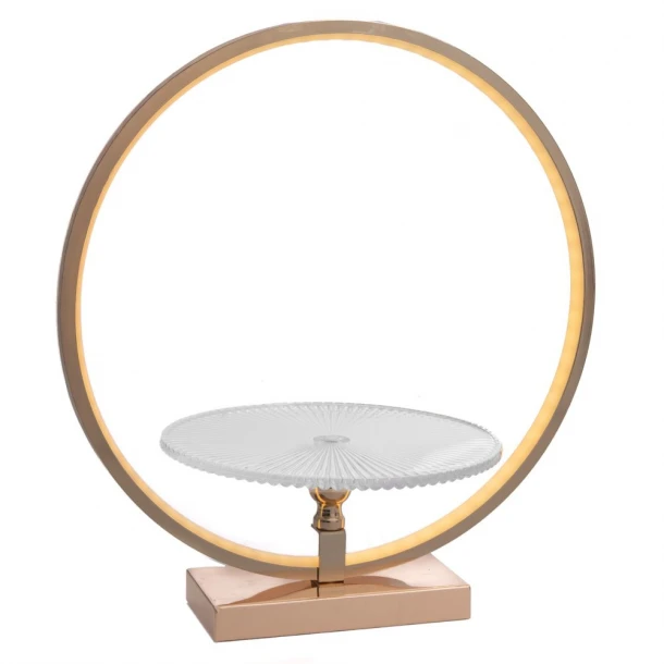 Στεφάνι Μεταλλικό Χρυσό Με Γυάλινη Πιατέλα & Led Φωτισμό 40x25x43εκ. iliadis 92641