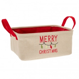 Χριστουγεννιάτικο Καλάθι Υφασμάτινο Εκρού 33x26x14εκ. iliadis 86175