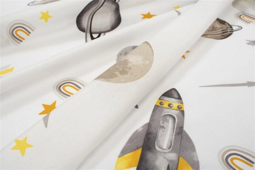 Πάνα Χασέ Βαμβακερή 80x80εκ. Space Mission 183 White-Grey DimCol