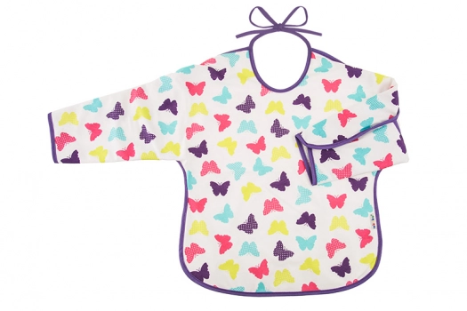 Σαλιάρα Αδιάβροχη Βαμβακερή Με Δέσιμο Και Μανίκι Πεταλούδες akuku A1743