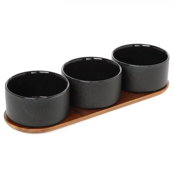 Σετ Μπωλάκι-Ντιπ Σερβιρίσματος 3 Θέσεων 39,5x13εκ. Acacia CRYSPO TRIO 65.000.204