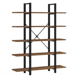 Βιβλιοθήκη Esthon pakoworld καρυδί-μαύρο μέταλλο 120x28x180εκ