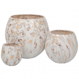 Κασπώ Σετ 3τμχ Fiber Glass Λευκό-Χρυσό 40x40εκ.-28x28εκ.-18x18εκ. iliadis 89215