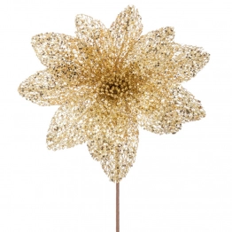 Χριστουγεννιάτικο Κλαδί Αλεξανδρινό Χρυσό Glitter Με Πούλιες 60εκ. iliadis 90409