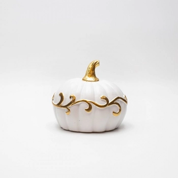 Διακοσμητική Κολοκύθα Polyresin Χρυσή-Λευκή 12,5x10,9εκ. ESTHETI 819-00545