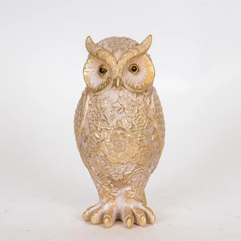 Διακοσμητική Επιτραπέζια Κουκουβάγια Polyresin Γκρι-Χρυσή 10,5x10x22εκ. ESTHETI 752-11564